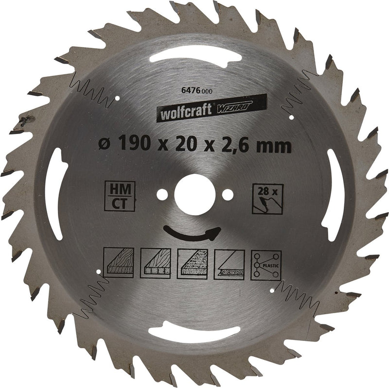 Wolfcraft - lame de scie circulaire 190x20mm - 28 dents - lame de scie pour scie circulaire - série argent - 6476000