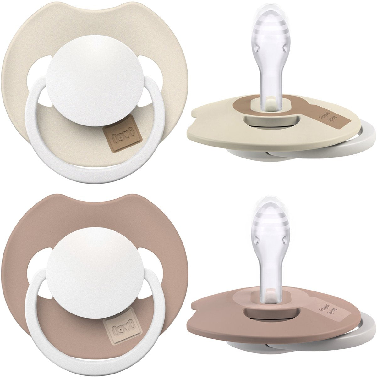 Difrax Sucette Lovi Dynamic Prime Glow - 0 à 6 mois - beige marron - 2 pièces