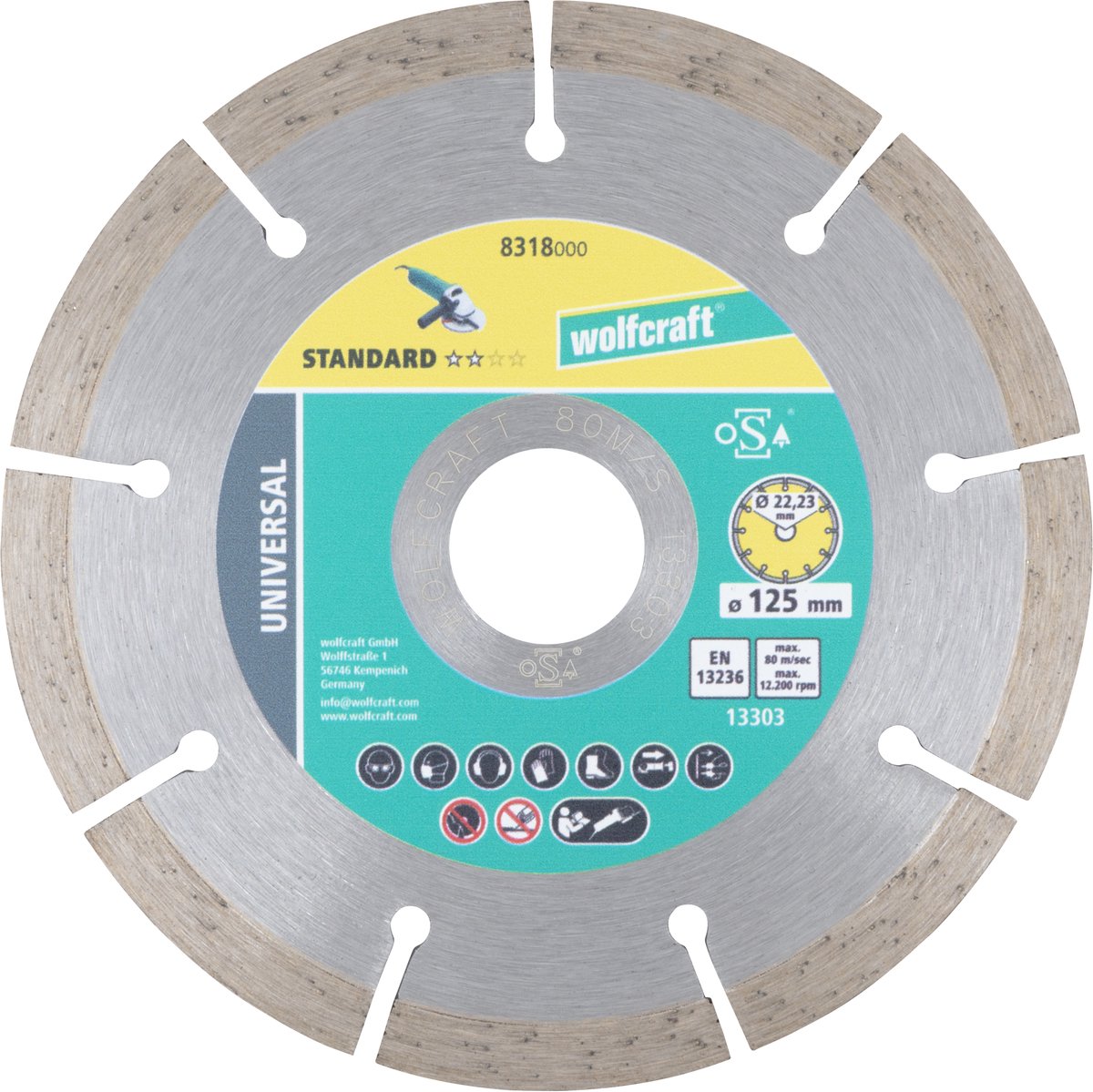 Wolfcraft - disque à tronçonner diamanté 125 mm - universel solide - disque à tronçonner diamanté - 8318000