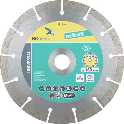 Wolfcraft - disque à tronçonner diamanté ø 180 mm - disque à tronçonner diamanté pour meuleuse d'angle - disque à tronçonner - 8315000