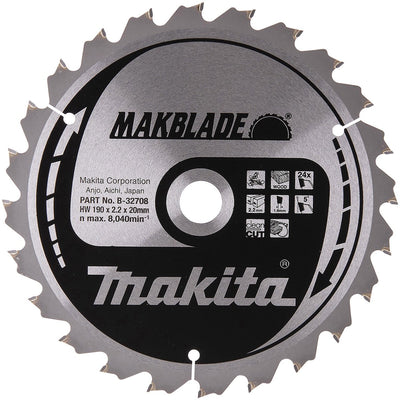 Accessoires Makita lame de scie à tronçonner | bois | 190x20x2,2 24t 5g - b-32708