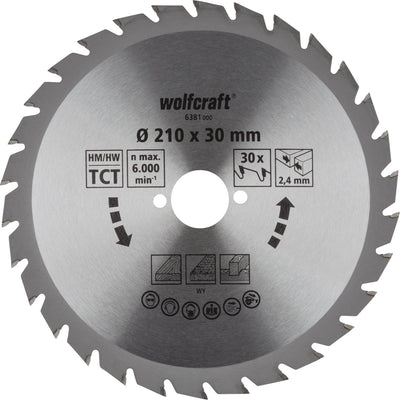 Wolfcraft - lame de scie circulaire 210x30mm - 30 dents - lame de scie pour scie circulaire - série verte - 6381000