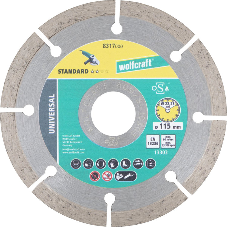 Wolfcraft - diamantdoorslijpschijf - portes universelles - ø 115 mm - 8317000