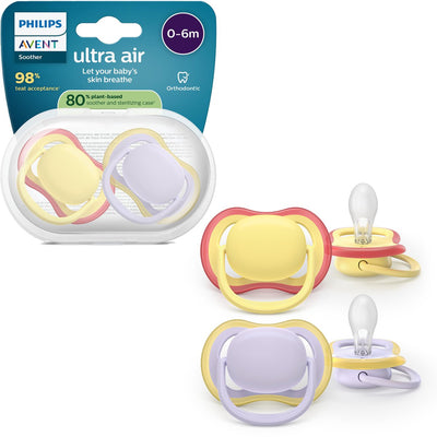 Philips avent ultra air – sucette respirante et légère (0-6 mois) – 2 pièces - scf087 03