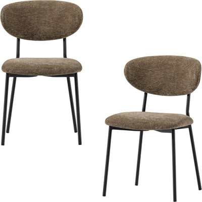 Chaises de salle à manger Woood Kjeld - tissu chenille - vert - lot de 2