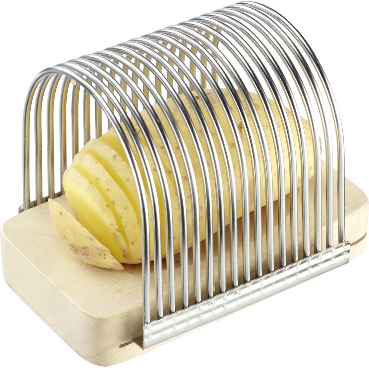 Westmark Aide à couper les pommes de terre, 14 x 9,3 x 10,3 cm, acier inoxydable, bois, 10722260
