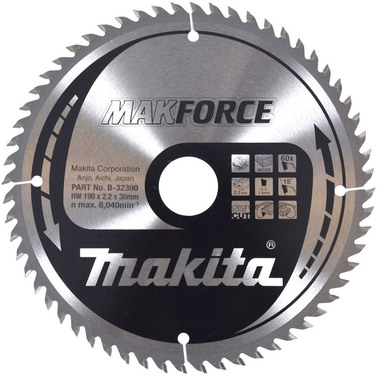 Accessoires Makita lame de scie circulaire bois | makforce 190x30x2.2 60t 15g - b-32390 - b-32390