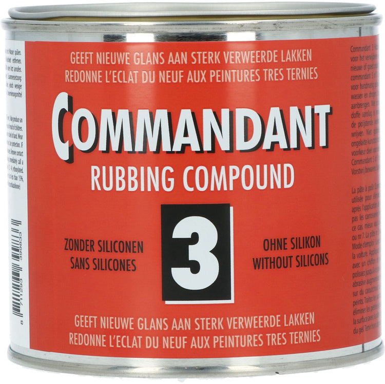 Composé à friction Commandant 3 - nettoyage de la peinture automobile - agent de polissage - donne un nouvel éclat - sans silicone - contenu 500g