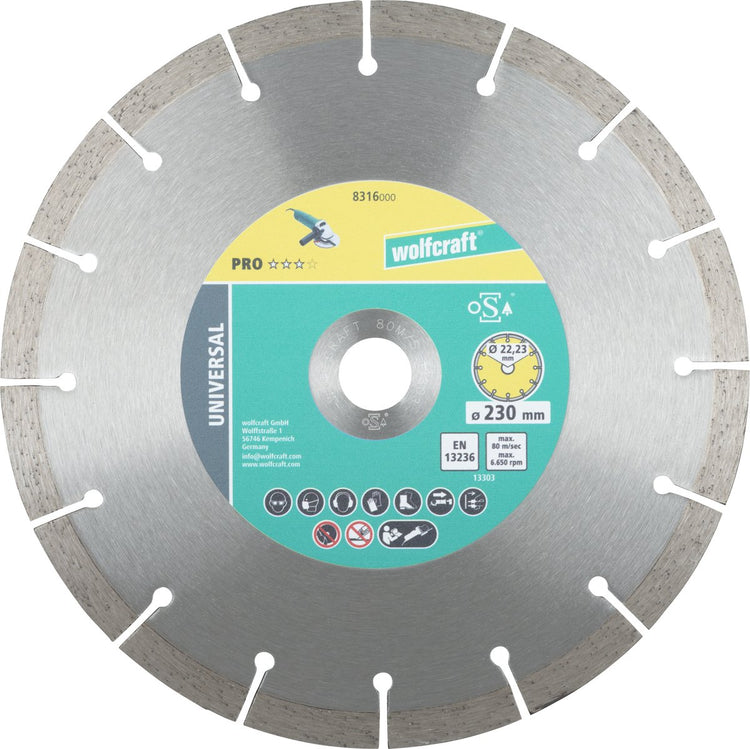 Wolfcraft - disque à tronçonner diamanté pro universel - ø 230 mm - disque à tronçonner diamanté - 8316000