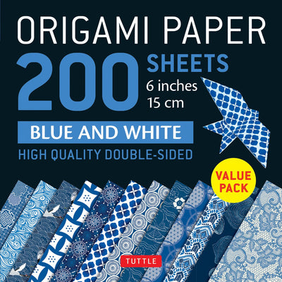 Tuttle Publishing papier origami 200 feuilles motifs bleus et blancs 6 (15 cm)