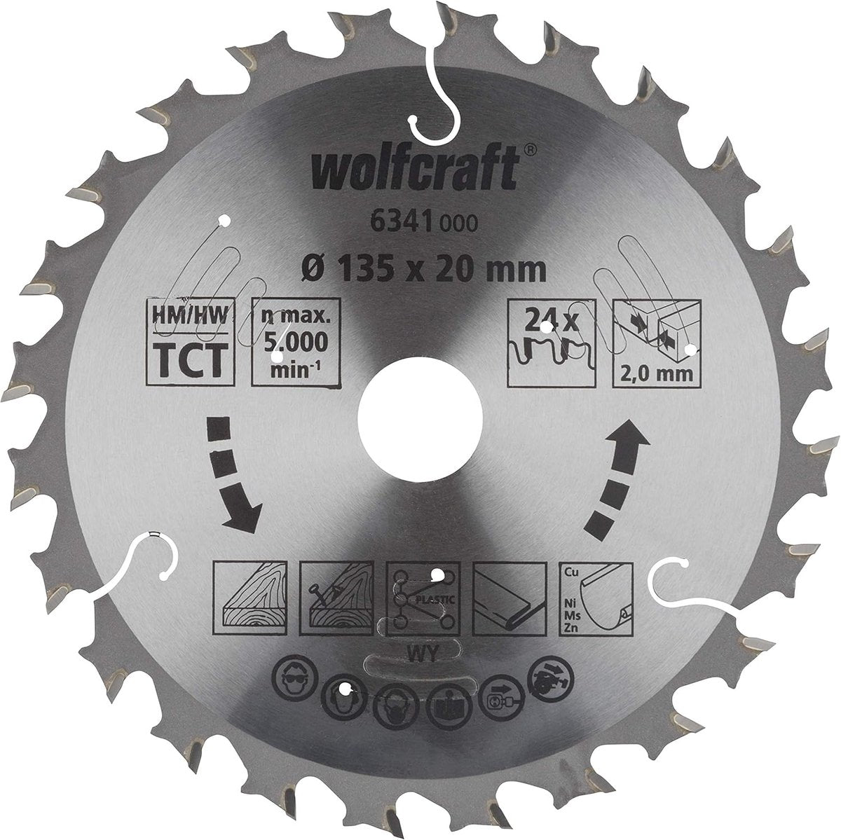 Wolfcraft - lame de scie circulaire 135 x 20 mm - pour scie circulaire portative - série lilas - 6341000