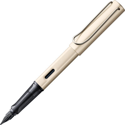 Stylo plume Lamy lx 058 - en aluminium léger de couleur palladium - avec finition en métal précieux et plume en acier inoxydable PVD noir brillant, avec cartouche d'encre T 10 bleue