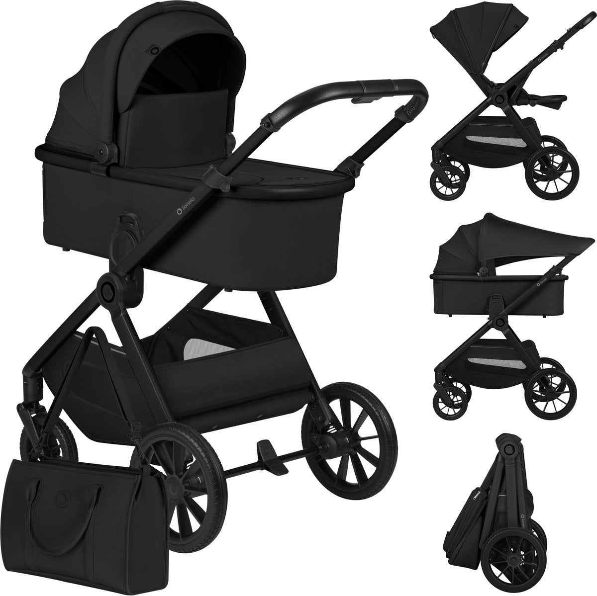 Poussette premium Lionelo layla 2 en 1 - poussette nacelle jusqu'à 4 ans (22 kg) - matelas airydots - ventilation panoramique 3D - grandes roues tout terrain - boutons mémoire - boucle magnétique - sac inclus, housse de pluie moustiquaire