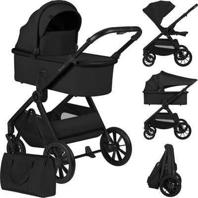 Poussette premium Lionelo layla 2 en 1 - poussette nacelle jusqu'à 4 ans (22 kg) - matelas airydots - ventilation panoramique 3D - grandes roues tout terrain - boutons mémoire - boucle magnétique - sac inclus, housse de pluie moustiquaire