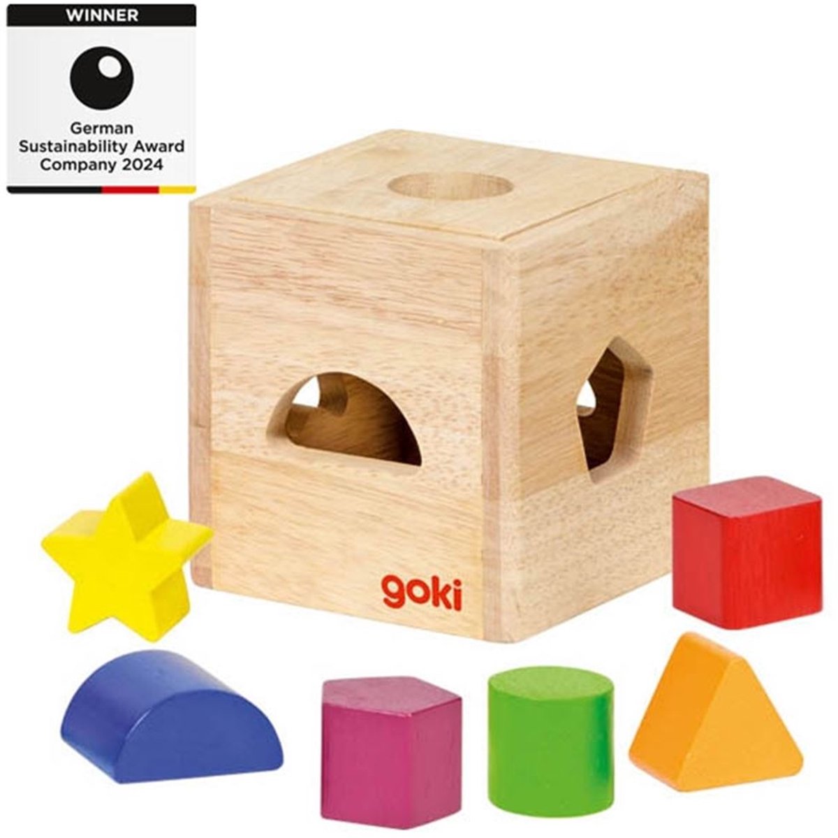 Cube de tri en bois goki avec blocs