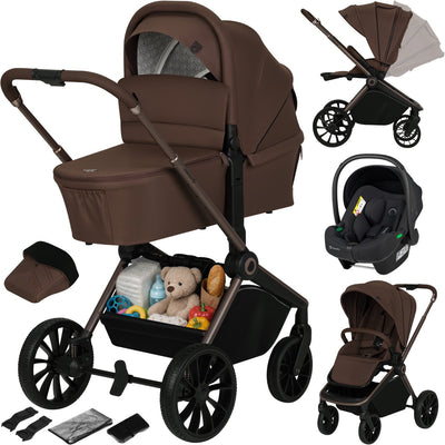 Lionelo mika plus - poussette 3en1 - ensemble xxl - incl. siège auto i-size - polyvalent et toute l'année - grandes roues - jusqu'à 22 kg - utilisation d'une seule main - pour tous types de terrains - kit d'accessoires