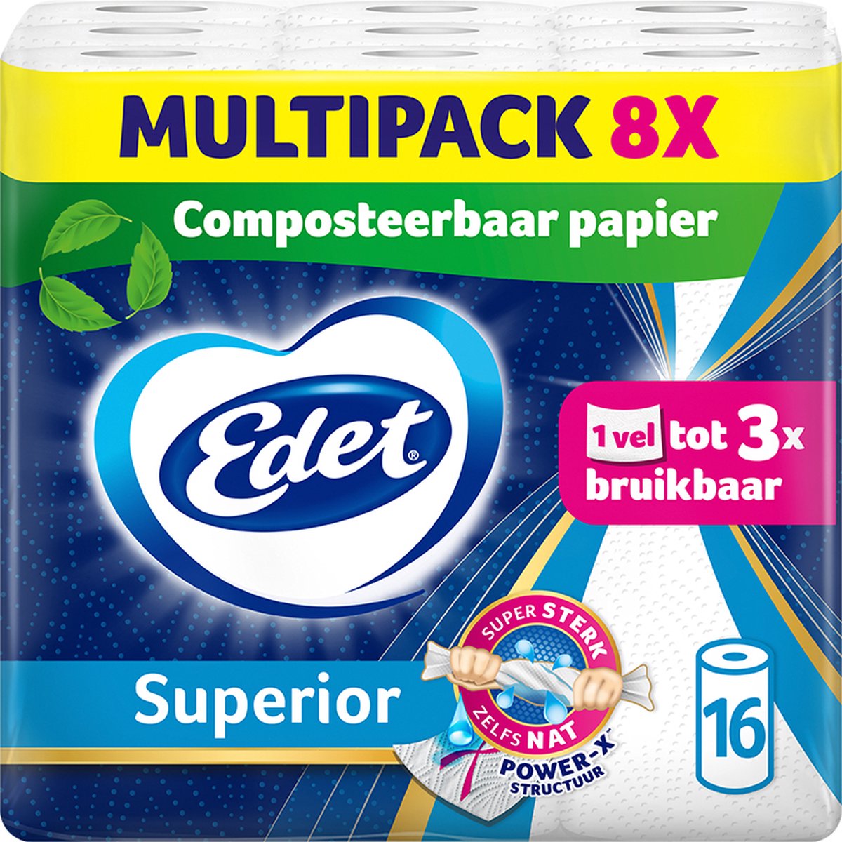 Papier essuie-tout supérieur Edet 8 x 2 rouleaux