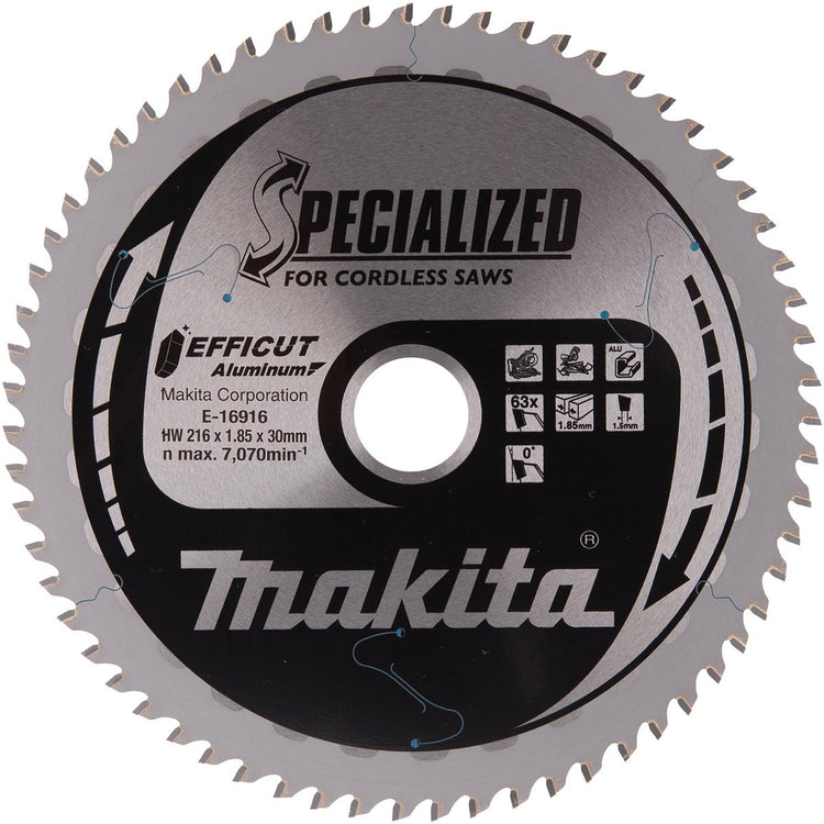 Accessoires Makita lame de scie à tronçonner aluminium | efficacité 216x30mm 63t 0g - e-16916 - e-16916