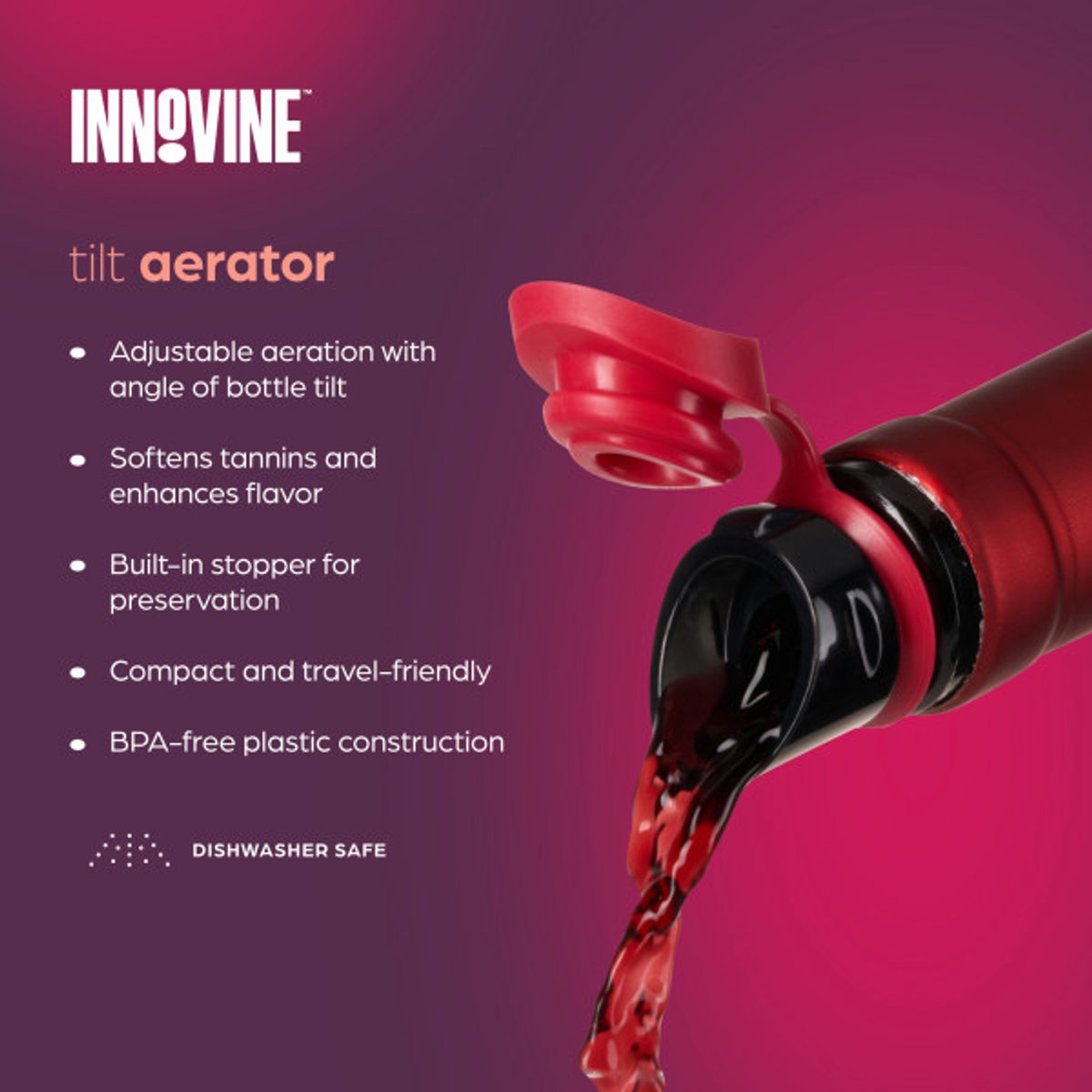 Aérateur de vin Innovine™ - aérateur inclinable en framboise