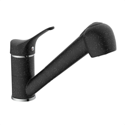 Robinet de cuisine Eisl granit - mitigeur - basse pression - avec douchette extractible - granit noir chrome