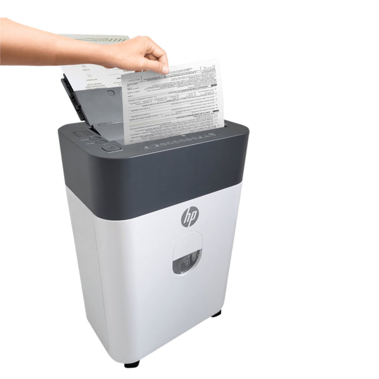 Hp oneshred autofeed 100cc - destructeur de papier - 9 lames p-4 din 66399 - chargeur automatique - destructeur - 17 litres - roues - usage bureau et maison - blanc