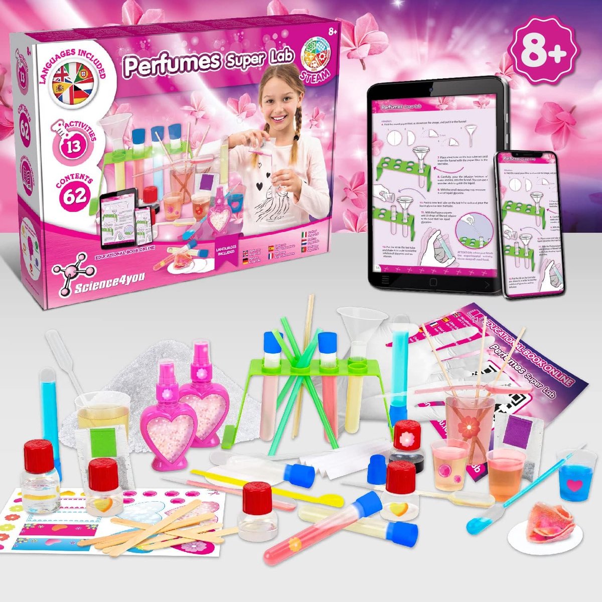 Science 4 you parfum science4you - coffret d'expérimentation - fabriquez votre propre parfum - 33 pièces - 3 expériences - 8 ans +