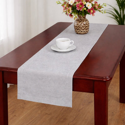 Arti casa chemin de table 35x150 cm - chemin de table bleu clair uni - chemin de table pour table à manger - décoration de table allongée - gris