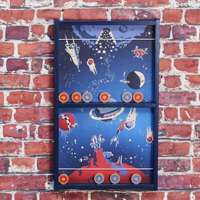 Jeu de palets en bois Vilac, thème spatial, jeu éducatif pour enfants.