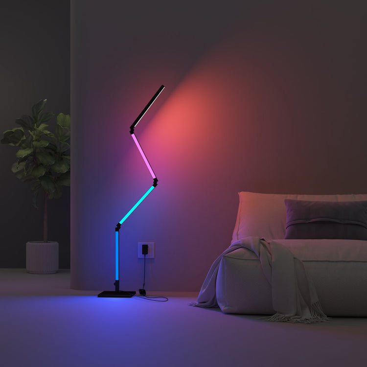 Lampadaire LED intelligent Calex - lampe d'angle WiFi multifonctionnelle - lampe sur pied - éclairage d'ambiance - lumière RVB et blanche - application