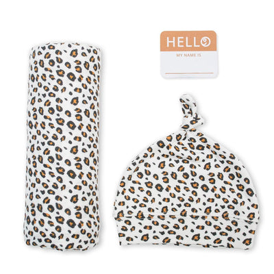 Lulujo hello world - bonnet d'emmaillotage - léopard