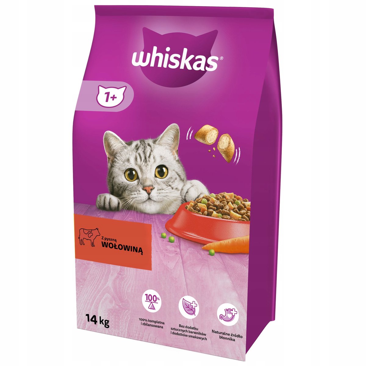 Whiskas - nourriture sèche pour chat adulte - boeuf - carotte - 14kg