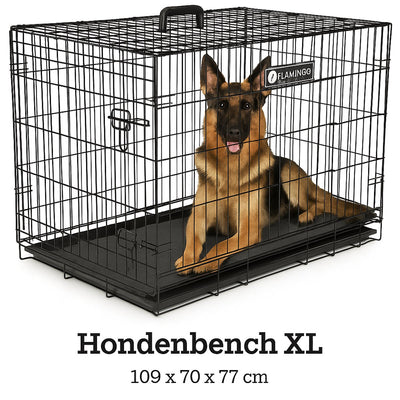 Caisse pour chien Flamingo xl – caisse pour chien pliable voiture – cage pour chien cage métallique noire – 109x70x77 cm – caisse pour chien ebo noir