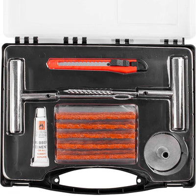 Kit de réparation de pneus de voiture Amio 36 pièces - kit de réparation de pneus avec bandes de caoutchouc et étui