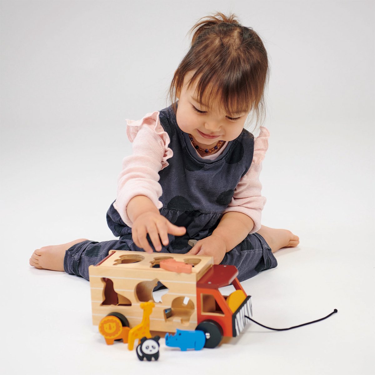 Camion de tri Mentari - safari - 23x12,5x11cm - bois - 2 ans
