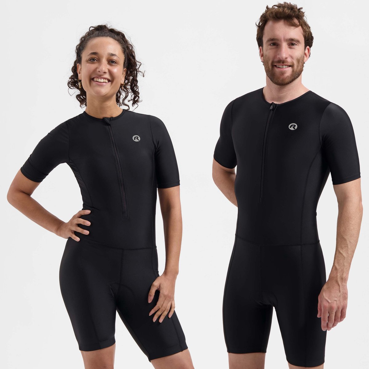 Rogelli florida trisuit à manches courtes - combinaison de triathlon pour femme et homme - respirante, séchage rapide - noir - taille l