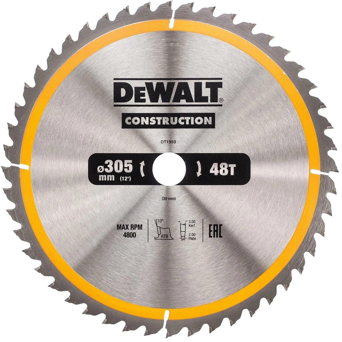 Accessoires Dewalt lame de scie circulaire 305x30x48t, positif 10°, encoche 3mm - dt1959-qz