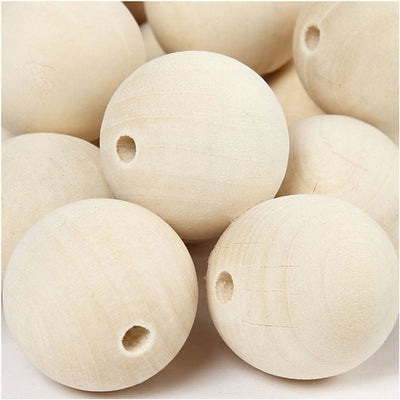 Perle en bois Creativ company, d 35 mm, diamètre du trou 6 mm, 50 pièces 1 boîte