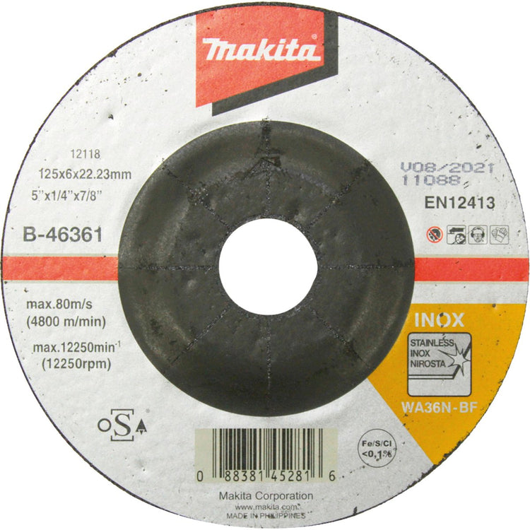 Meule Makita 125 x 6 mm en acier inoxydable - b-46361