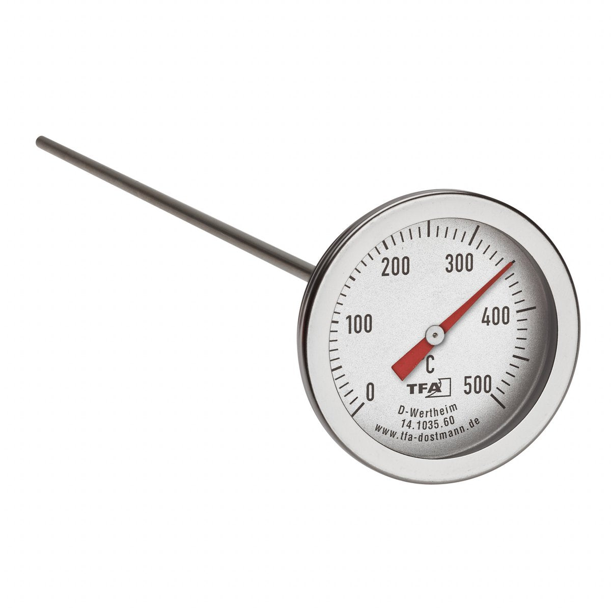 Thermomètre de four Tfa Dostmann - analogique - acier inoxydable - 0-500 degrés Celsius - 30 cm - brochette