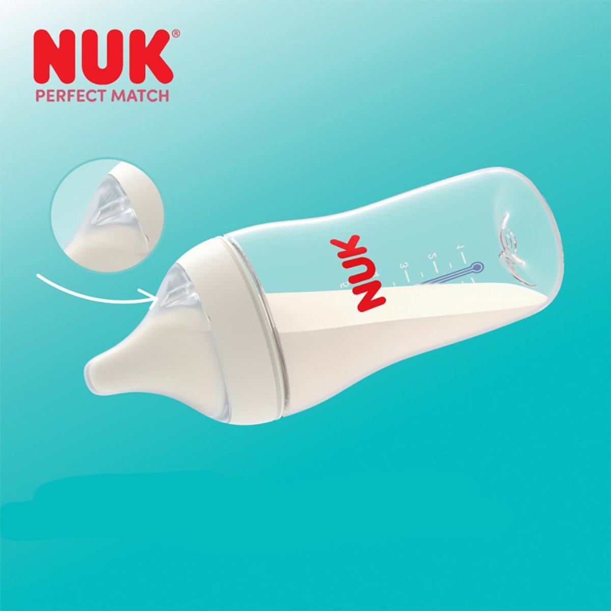 Nuk - biberon - match parfait 150 ml avec contrôle de température multicolore - biberon - anti-colique - sans BPA - tétine - biberon