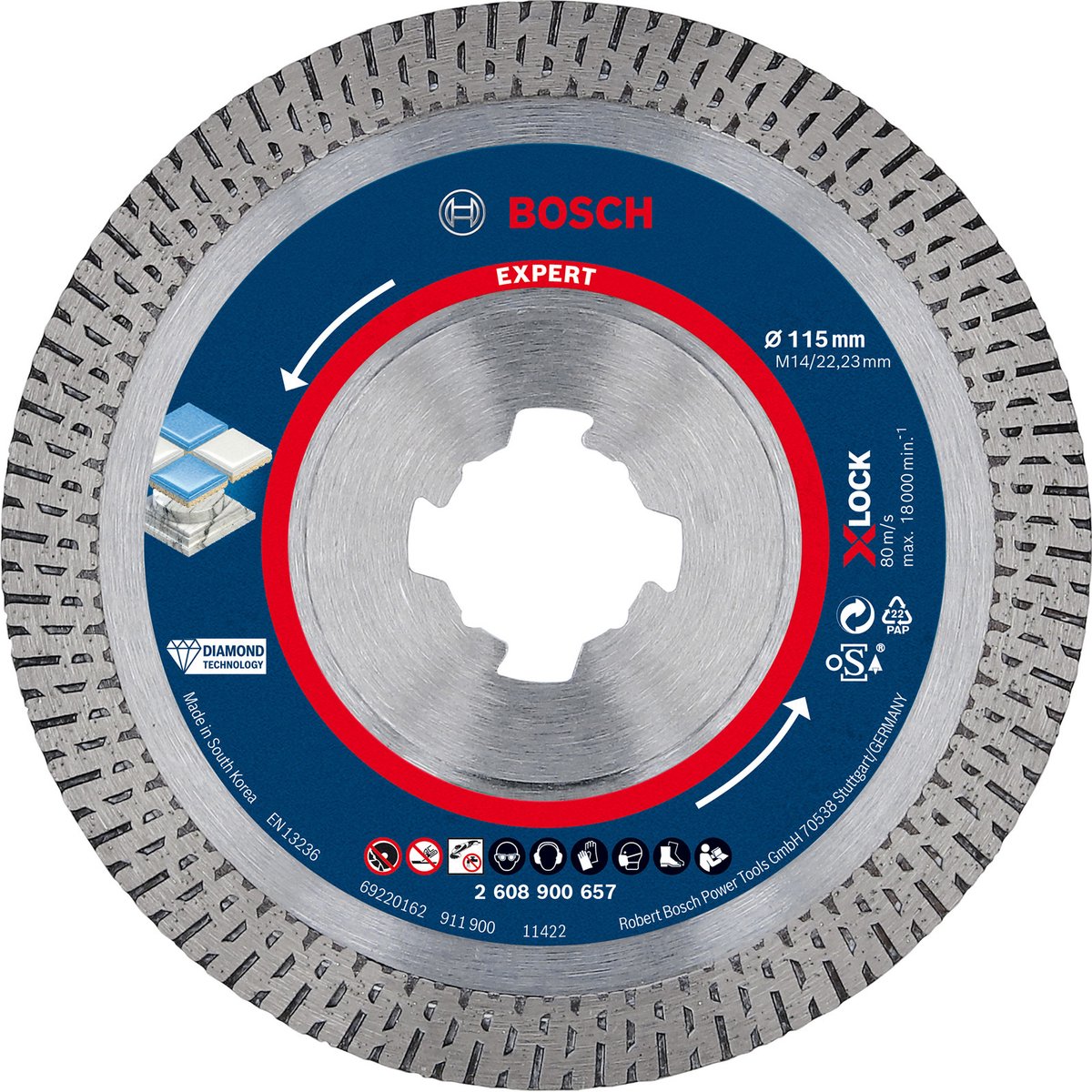 Disques à tronçonner diamantés Bosch Expert en céramique dure X-Lock 115 x...