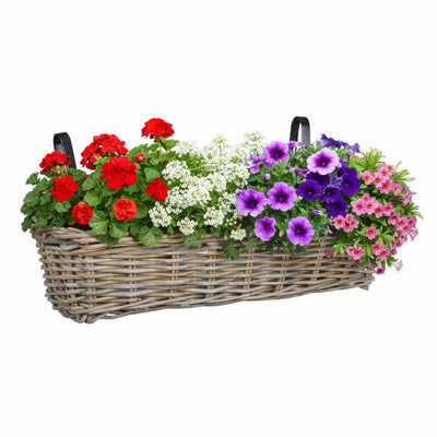 Décorations en mica panier suspendu pour plantes - 60 x 19 x 15 cm - tissé - jardinière à balustrade suspendue - supports