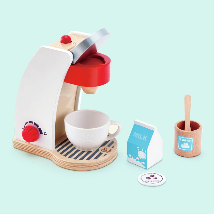 Hape my coffee machine - set de cuisine jouet en bois pour enfants à partir de 2 ans, 6 pièces