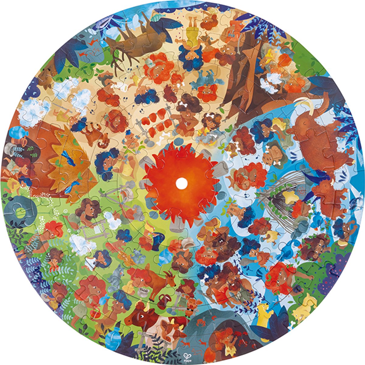 Hape puzzle âge de pierre - jouet éducatif en carton 102 pièces.