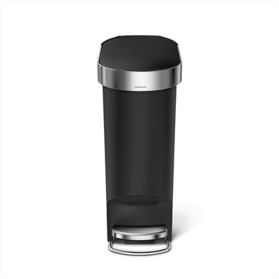 Poubelle à pédale en plastique mince Simplehuman - 40 litres - avec rebord de poche - plastique noir