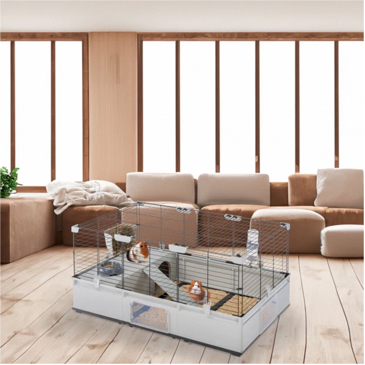 Ferplast modular 2 cage - cage clapier - 109x72x56 cm noir gris
