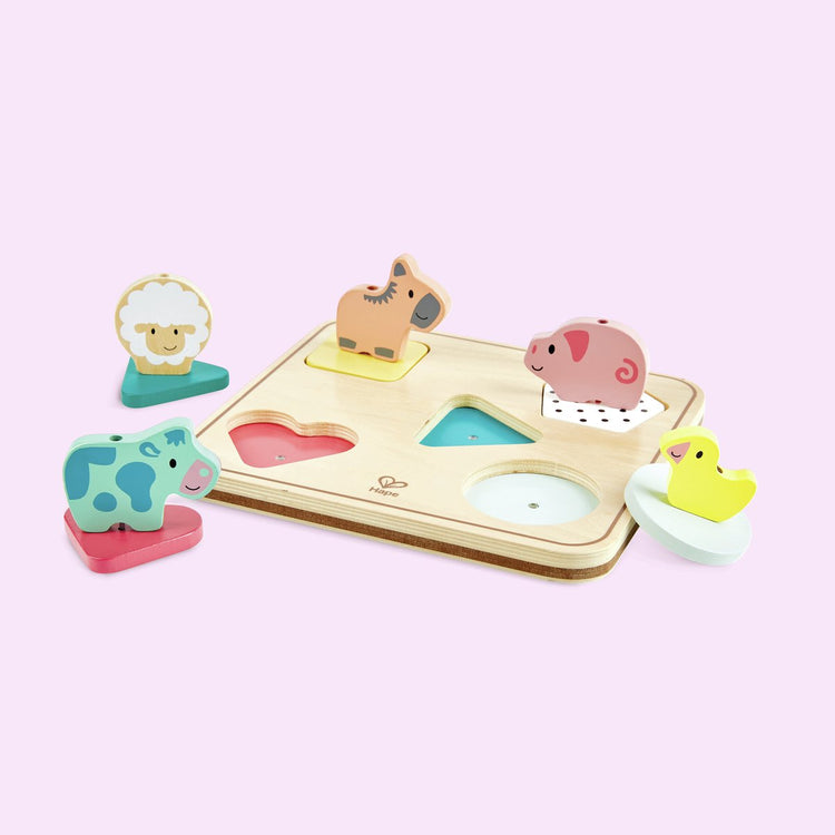 Hape Puzzle sonore des animaux de la ferme – Puzzle en bois avec des sons d'animaux, 12 pièces, à partir de 18 mois