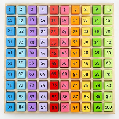 Bigjigs Blocs numériques en bois dans une planche de compartiment, 100dlg.