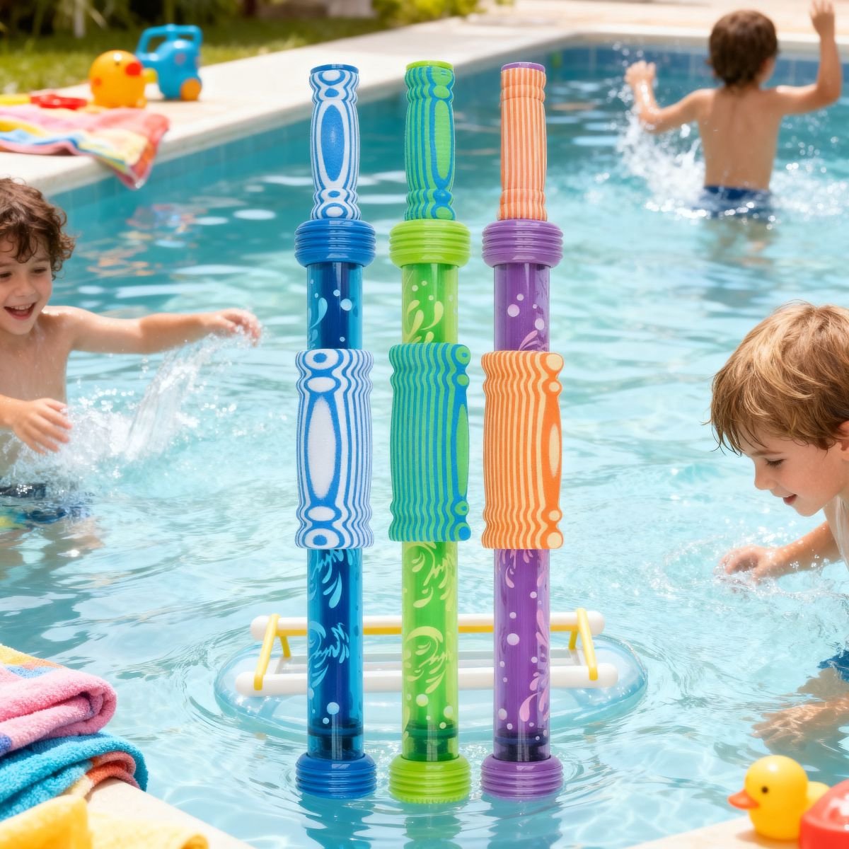 Eddy Toys Water Shooter - Seringue à eau avec mécanisme de pompe - Jouets d'été - Poignée en mousse - Couleurs assorties