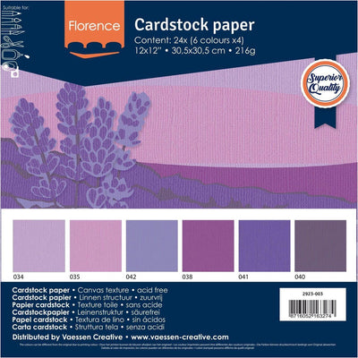 Papier cartonné créatif Florence Vaessen, papier cartonné robuste 216 g - violet, 24 pièces. 30,5 x 30,5 cm